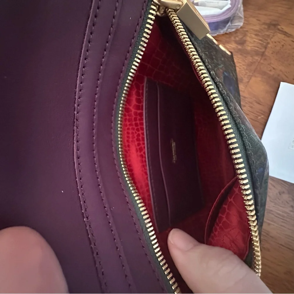 Hammitt burgundy and Green Clutch with Gold Details - Picture 5 of 10